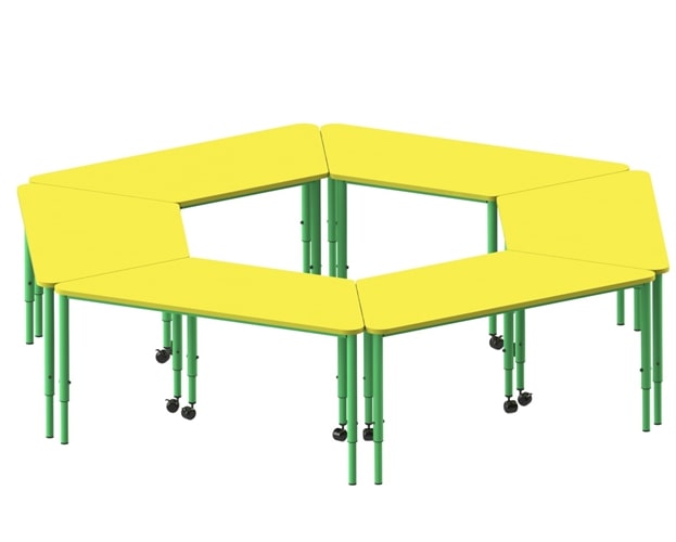 Стіл дитячий трапецевидний мобільний РОЗКОМ, розмір 1100х520х460-520-580 мм.